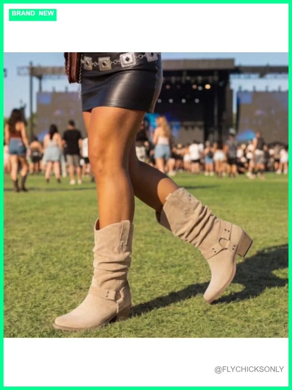 Faux Suede Cowboy Boots Women Mid Calf Slouchy Pointed Toe Western